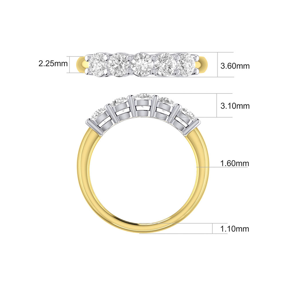 Evermore 5 Stone Wedding Band with 1 Carat TW of Diamonds in 14ct ...