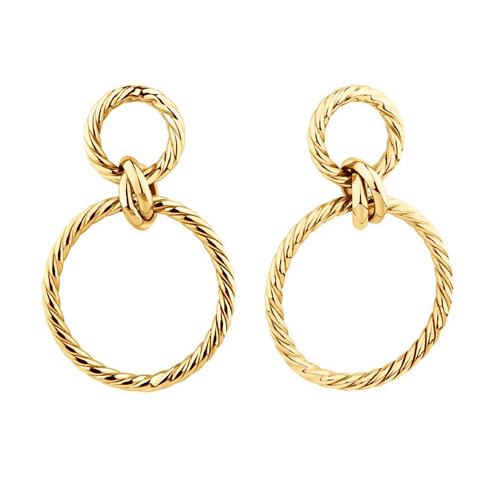 Twisted Rope Drop Earrings In 10ct Yellow Gold
