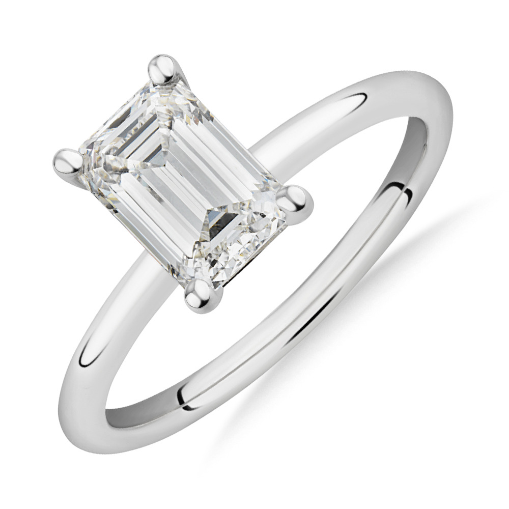Laboratory Created 1 50 Carat Emerald Cut Diamond Ring In 14kt White Gold