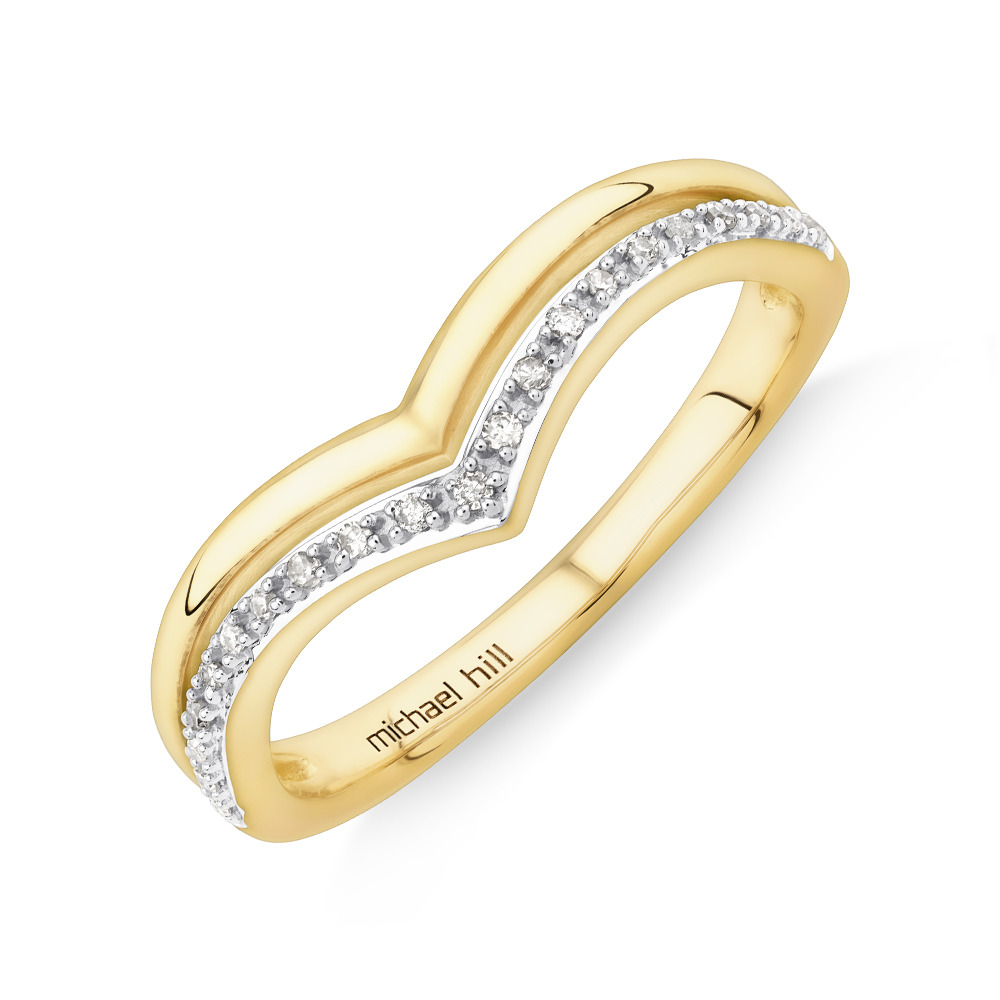 Wedding Band with Diamonds in 10ct Yellow & White Gold