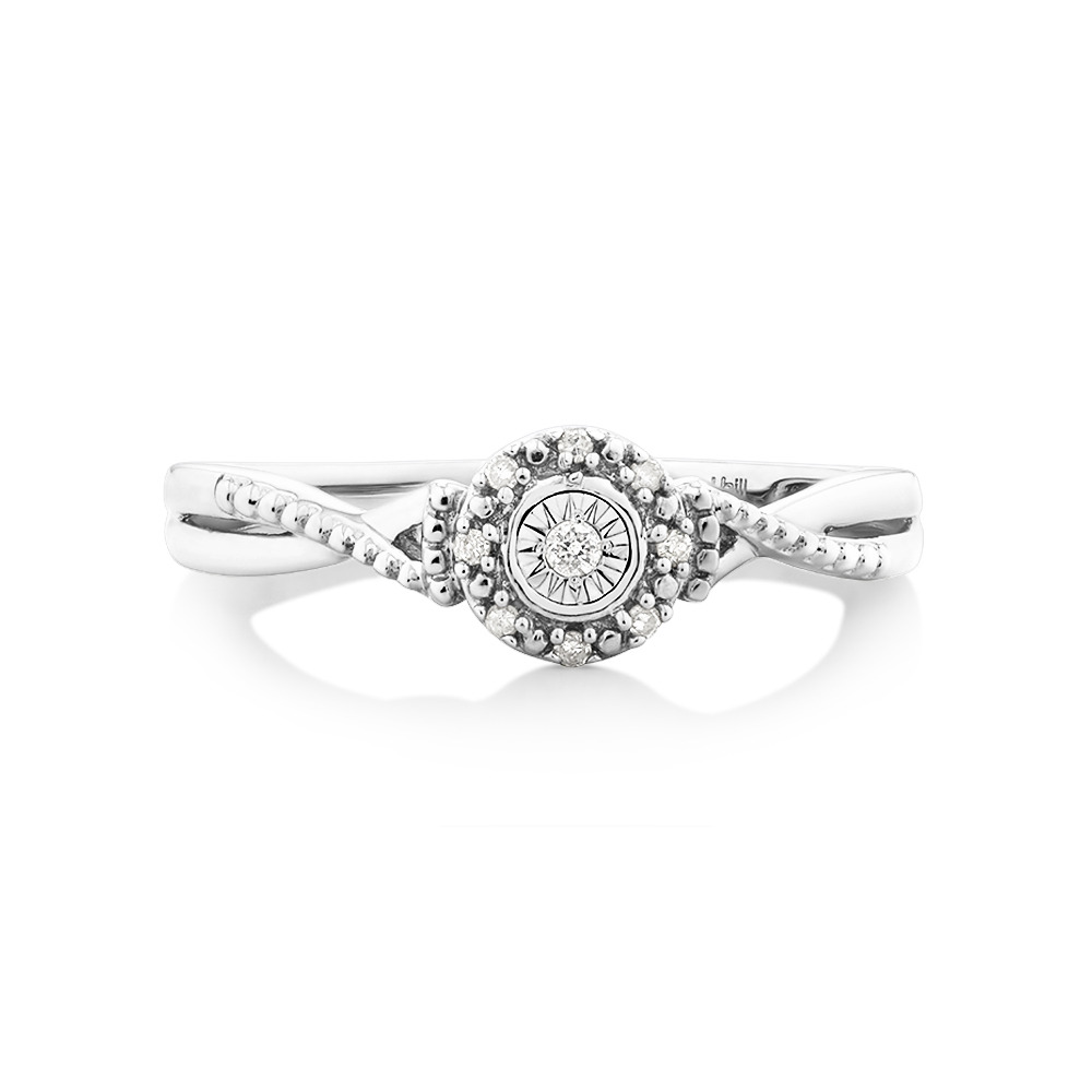 Promise Ring with Diamonds in Sterling Silver
