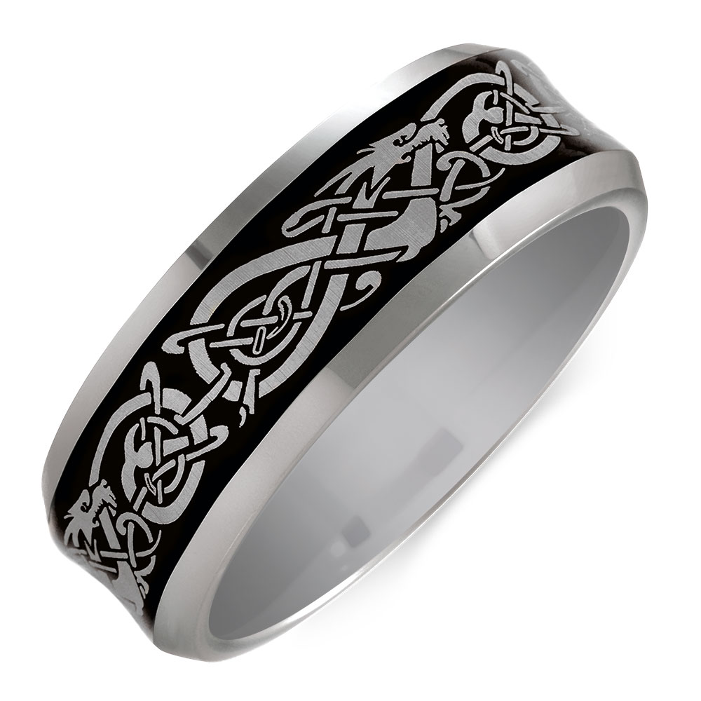 Men's Celtic Ring in Grey Tungsten