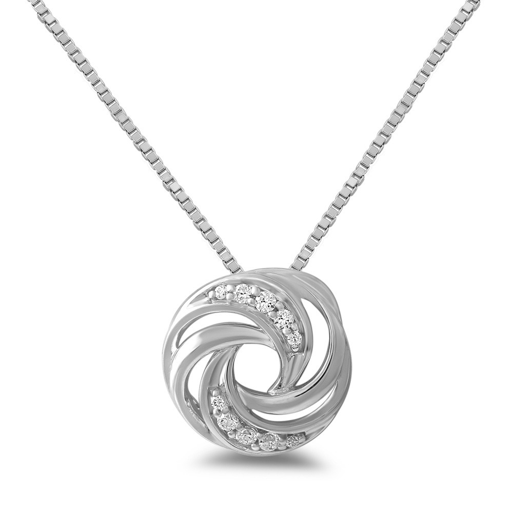 Swirl Pendant with Diamonds in Sterling Silver