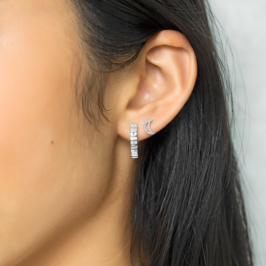 diamond half moon earrings