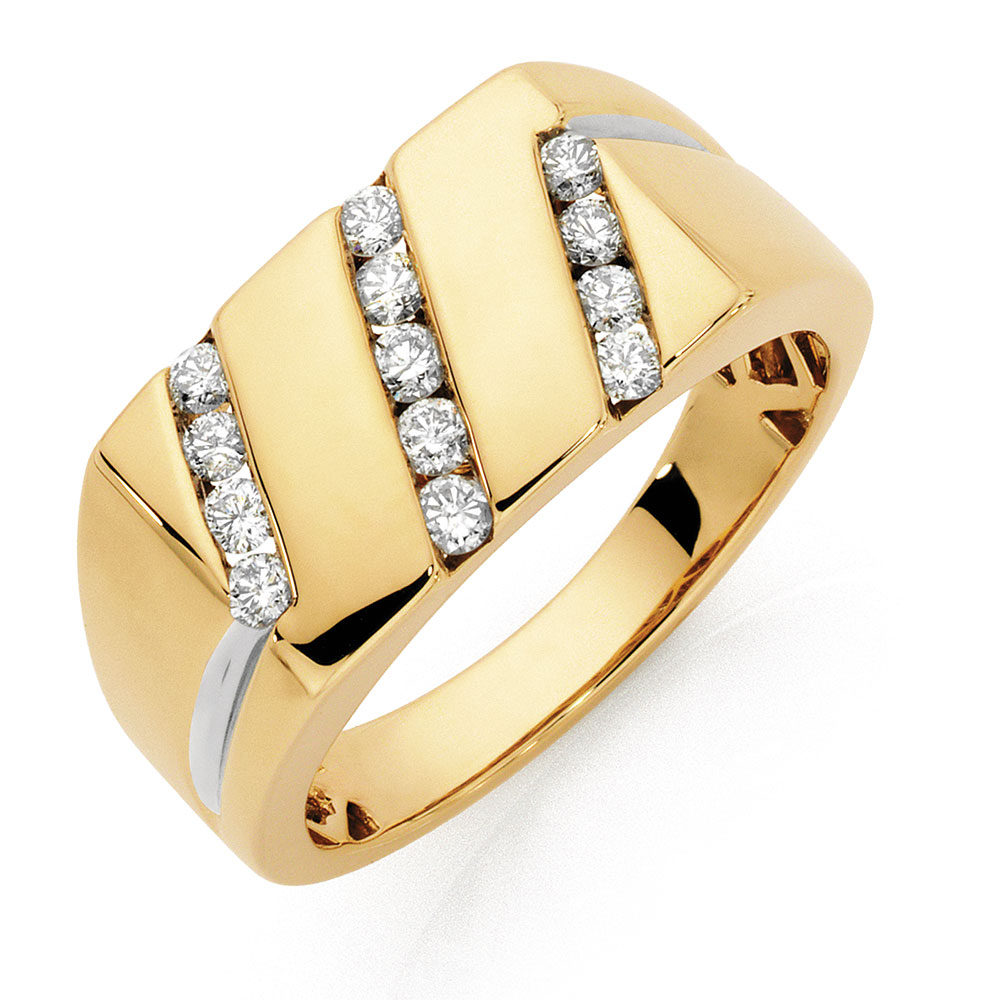 Men's Ring with 1/2 Carat TW of Diamonds in 10ct Yellow Gold