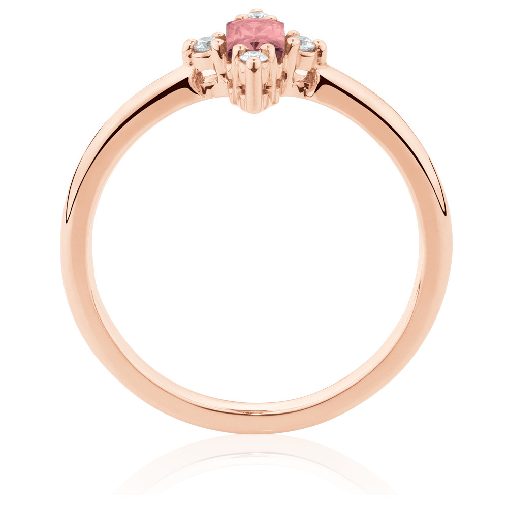 Stacker Ring with Diamonds & Pink Tourmaline in 10ct Rose Gold