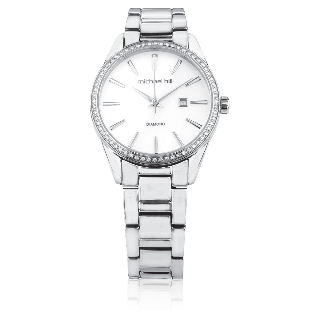Ladies Watch with Diamonds & Mother of Pearl in Stainless Steel