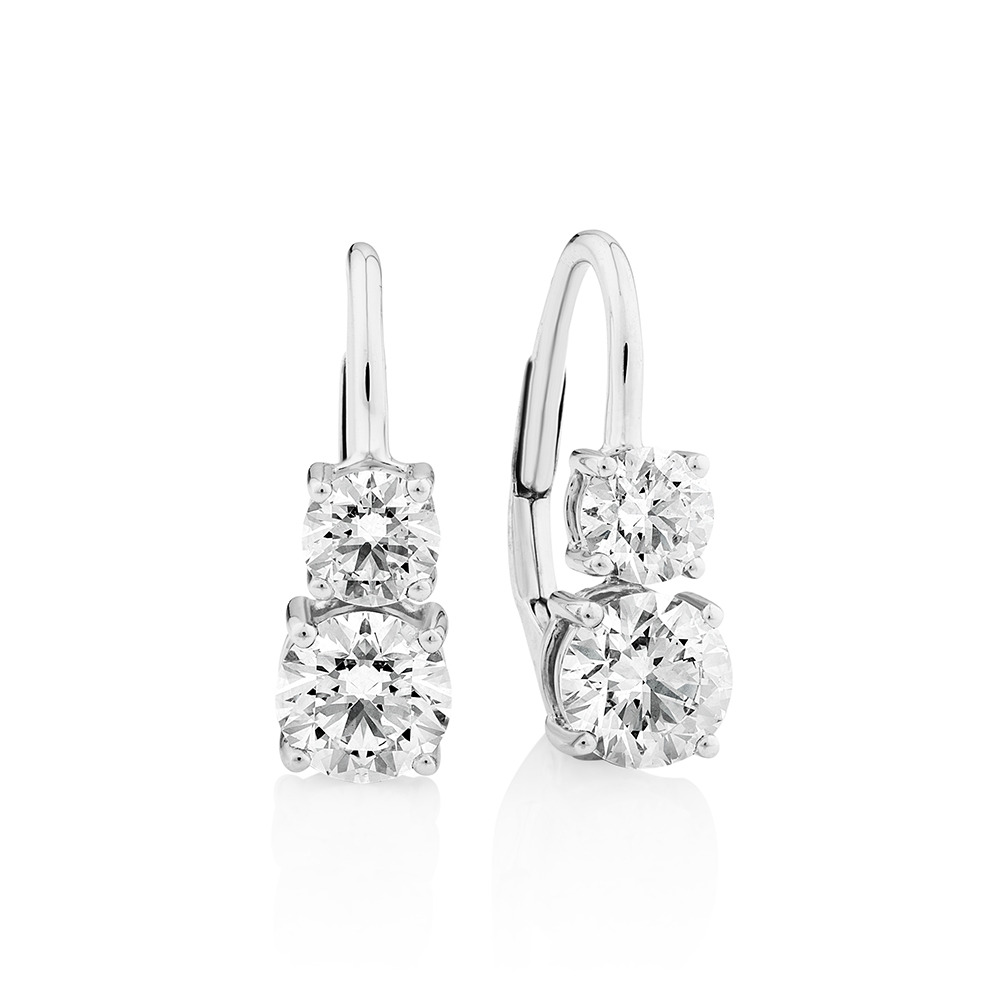 LaboratoryCreated 1.55 Carat TW Diamond Drop Earrings in 10ct White Gold