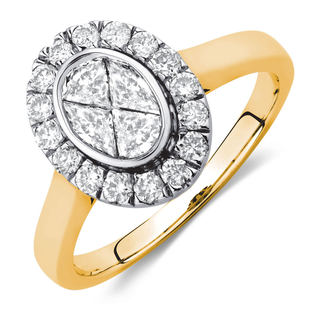 Engagement Ring with 3/4 Carat TW of Diamonds in 14ct Yellow & White Gold