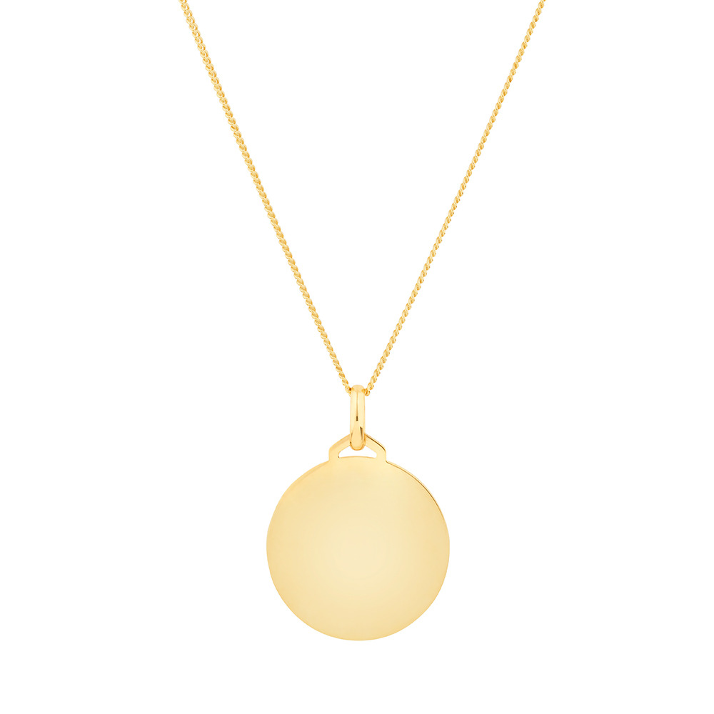 Engravable Disc Pendant In 10kt Yellow Gold