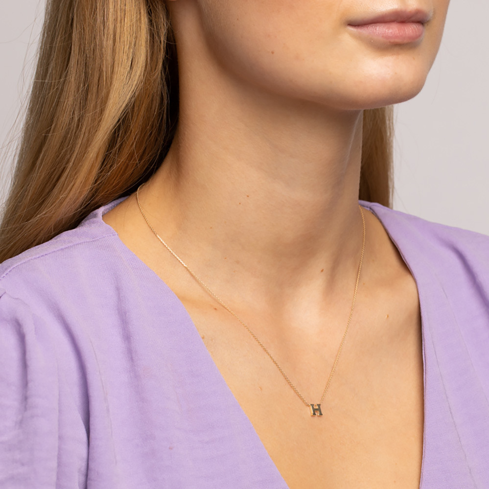 "H" Initial Necklace in 10ct Yellow Gold