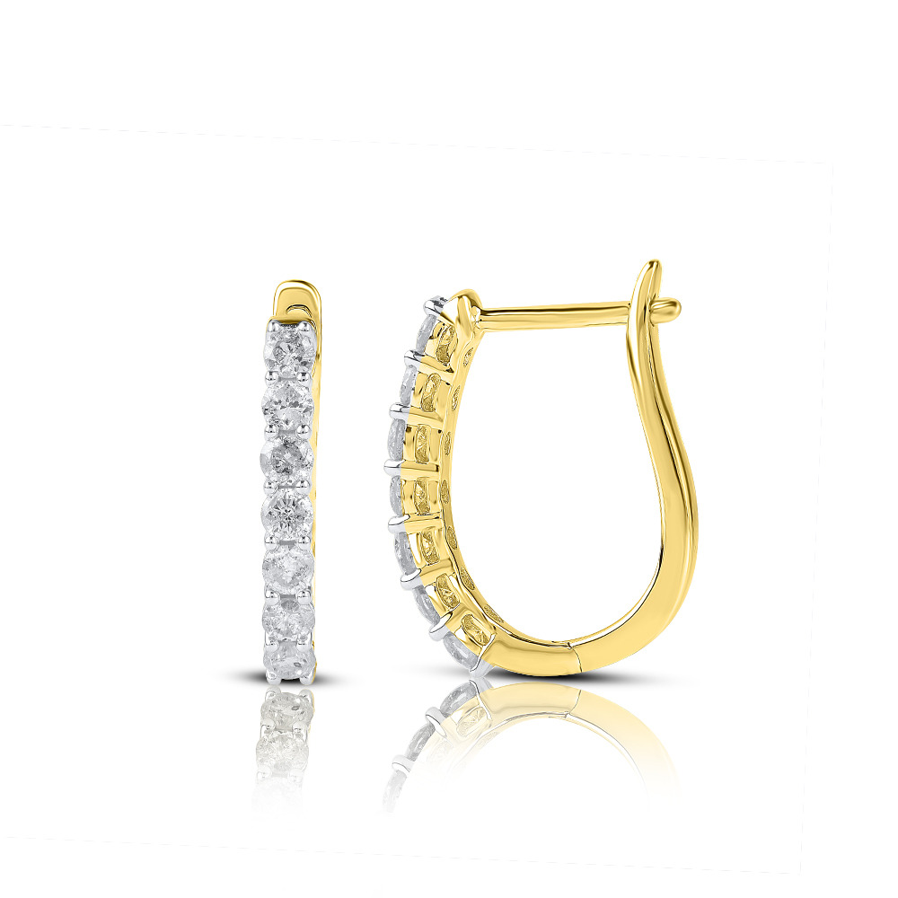 Huggie Earrings with 1/2 Carat TW of Diamonds in 10ct Yellow Gold