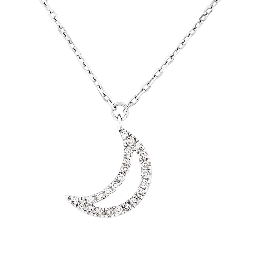 Half Moon Pendant With Diamonds In 10kt 