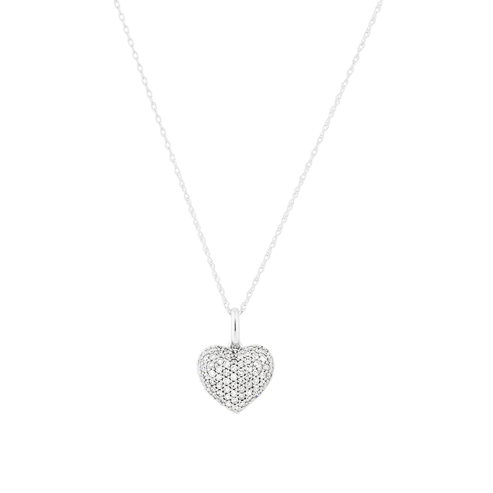 Pave Heart Pendant With 0 39 Carat Tw Of Diamonds In 10kt White Gold