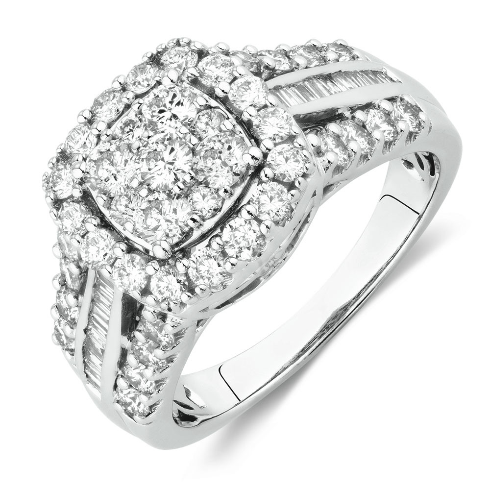 Engagement Ring with 1 1/2 Carat TW of Diamonds in 10ct White Gold