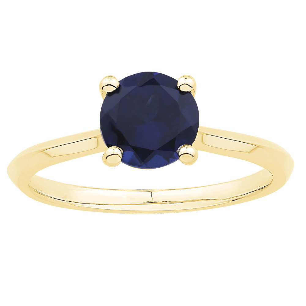 Ring with Created Sapphire in 10ct Yellow Gold