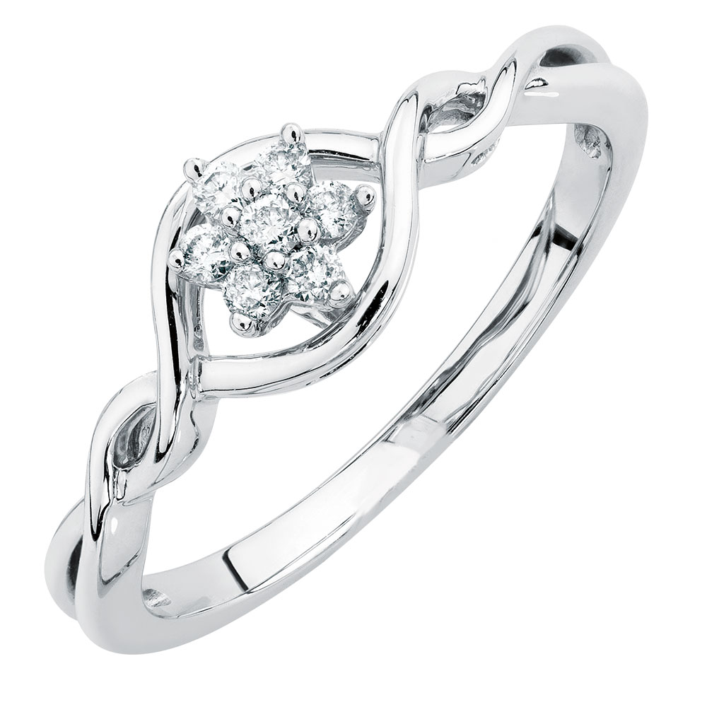 Promise Ring with Diamonds in 10ct White Gold