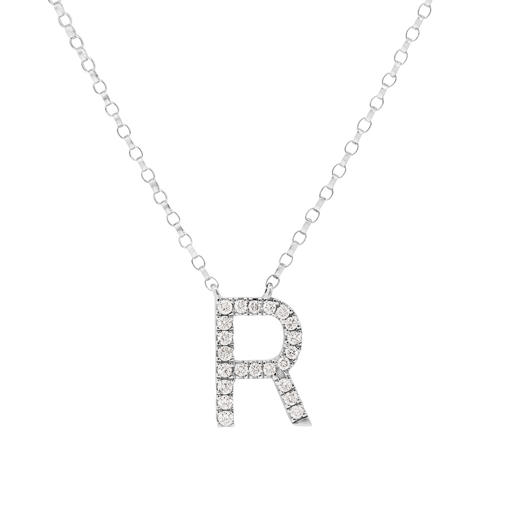 R Initial Necklace with 0.10 Carat TW 