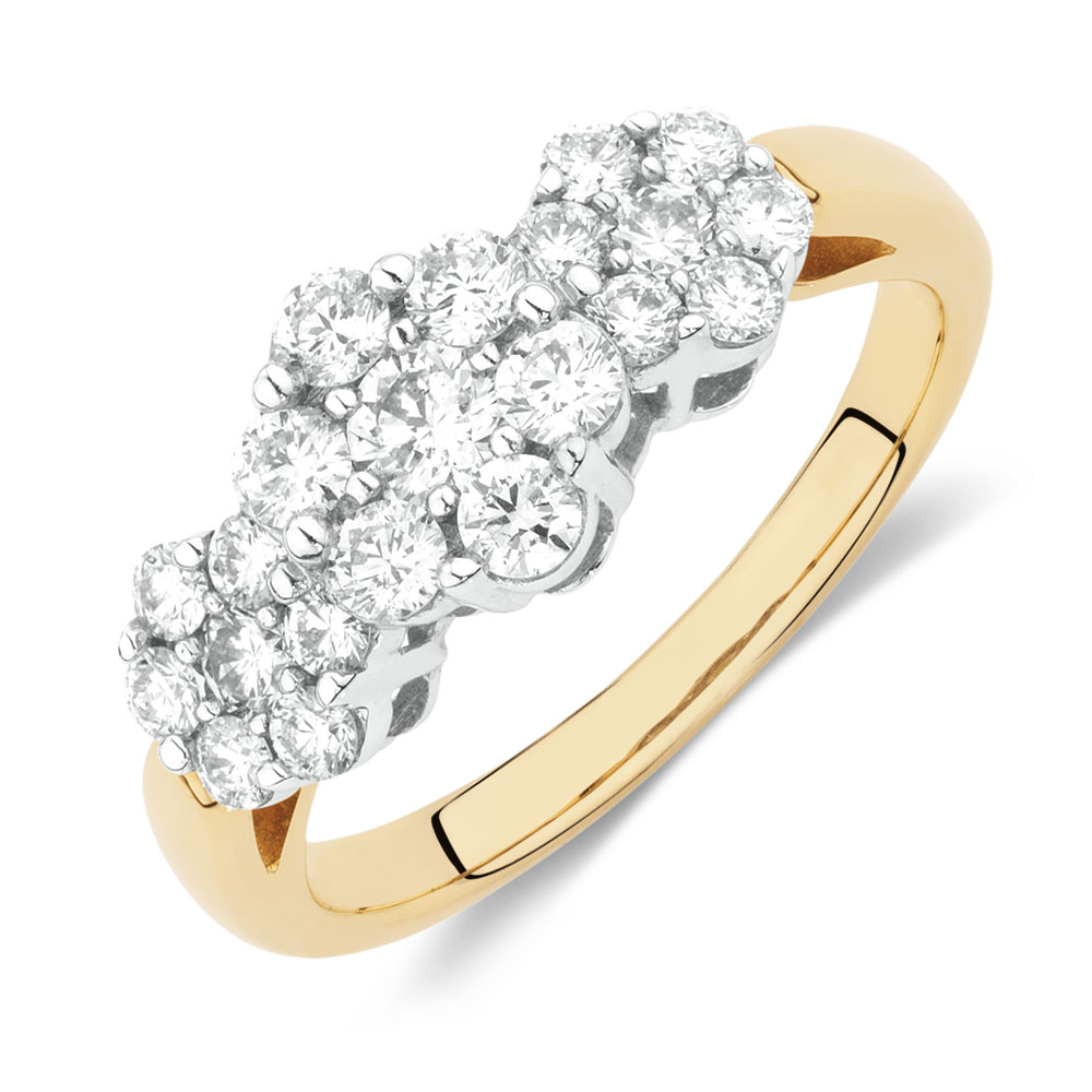 Online Exclusive Cluster Ring with 1 Carat TW of Diamonds in 18ct