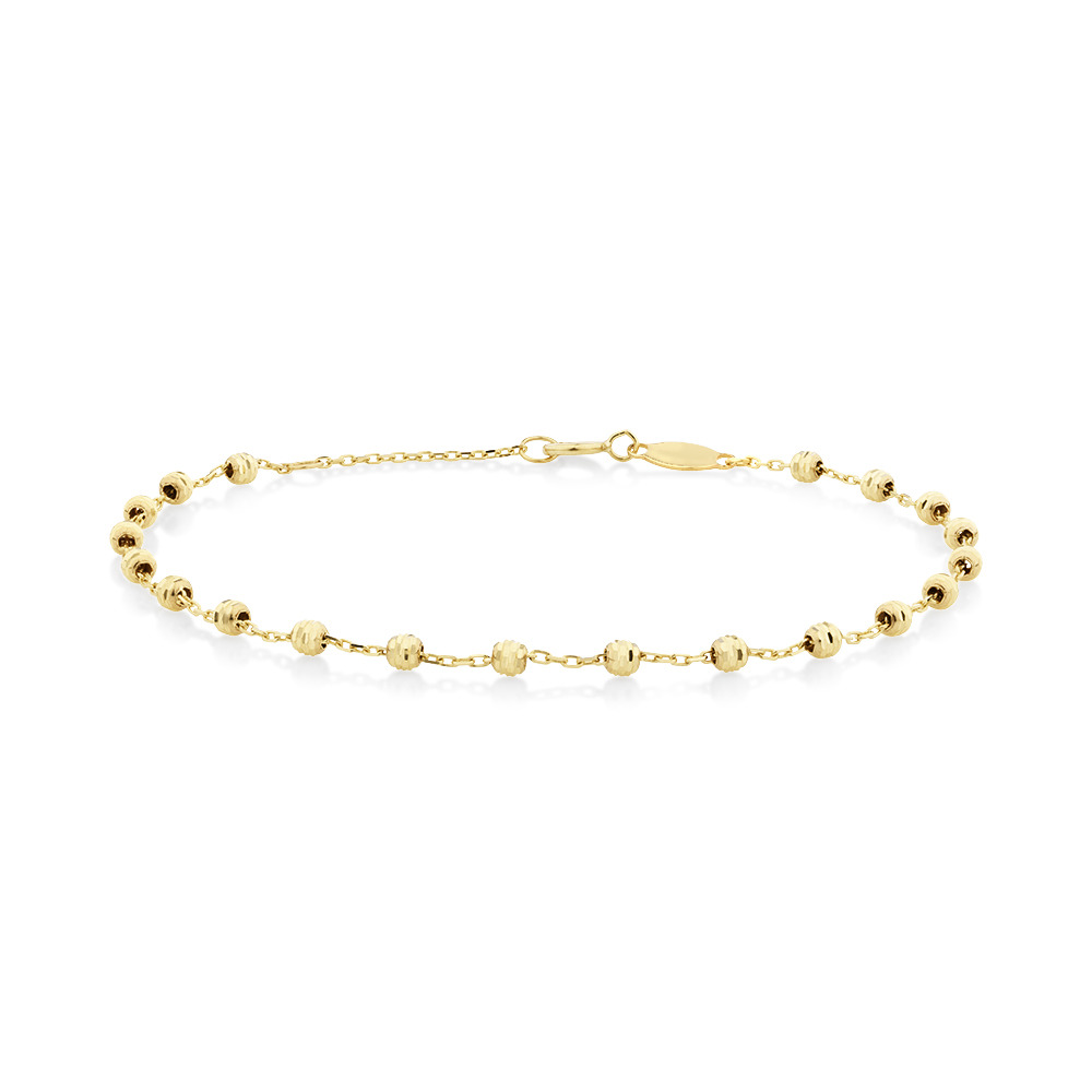 19cm (7") Beaded Bracelet in 10ct yellow Gold