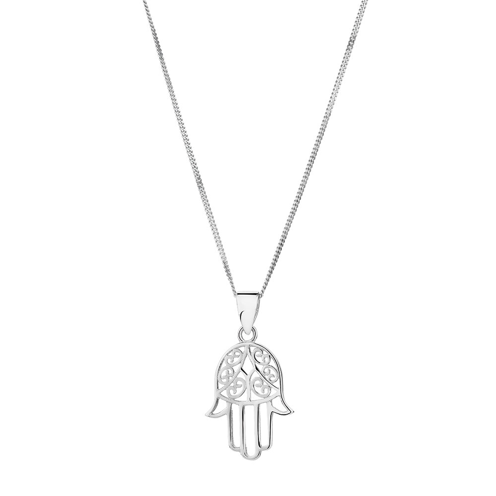 Hamsa Hand Pendant in Sterling Silver