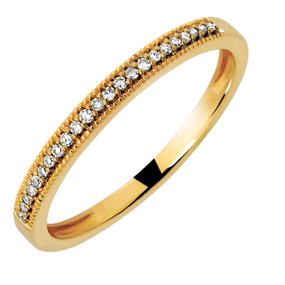  Wedding  Band with Diamonds in 10ct Yellow Gold 