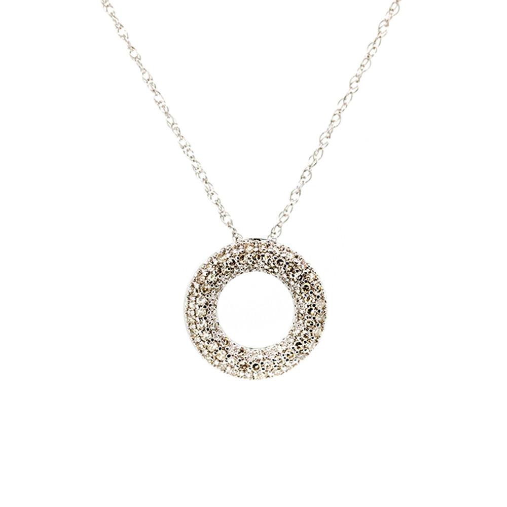 Pave Circle Pendant with 0.25 Carat TW of Diamonds in 10ct White Gold