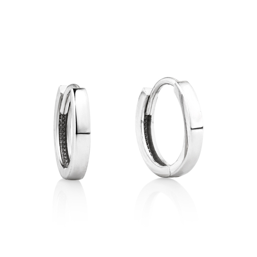 Small Huggie Earrings in 10ct White Gold