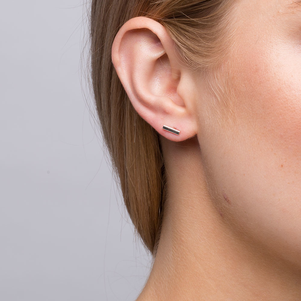 Bar Stud Earrings in Sterling Silver