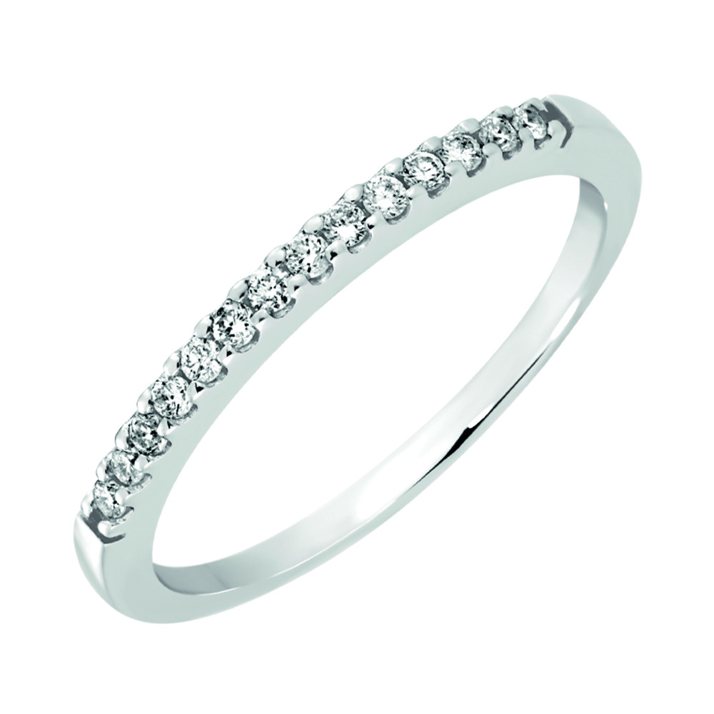 Wedding Band with Diamonds in 14ct White Gold