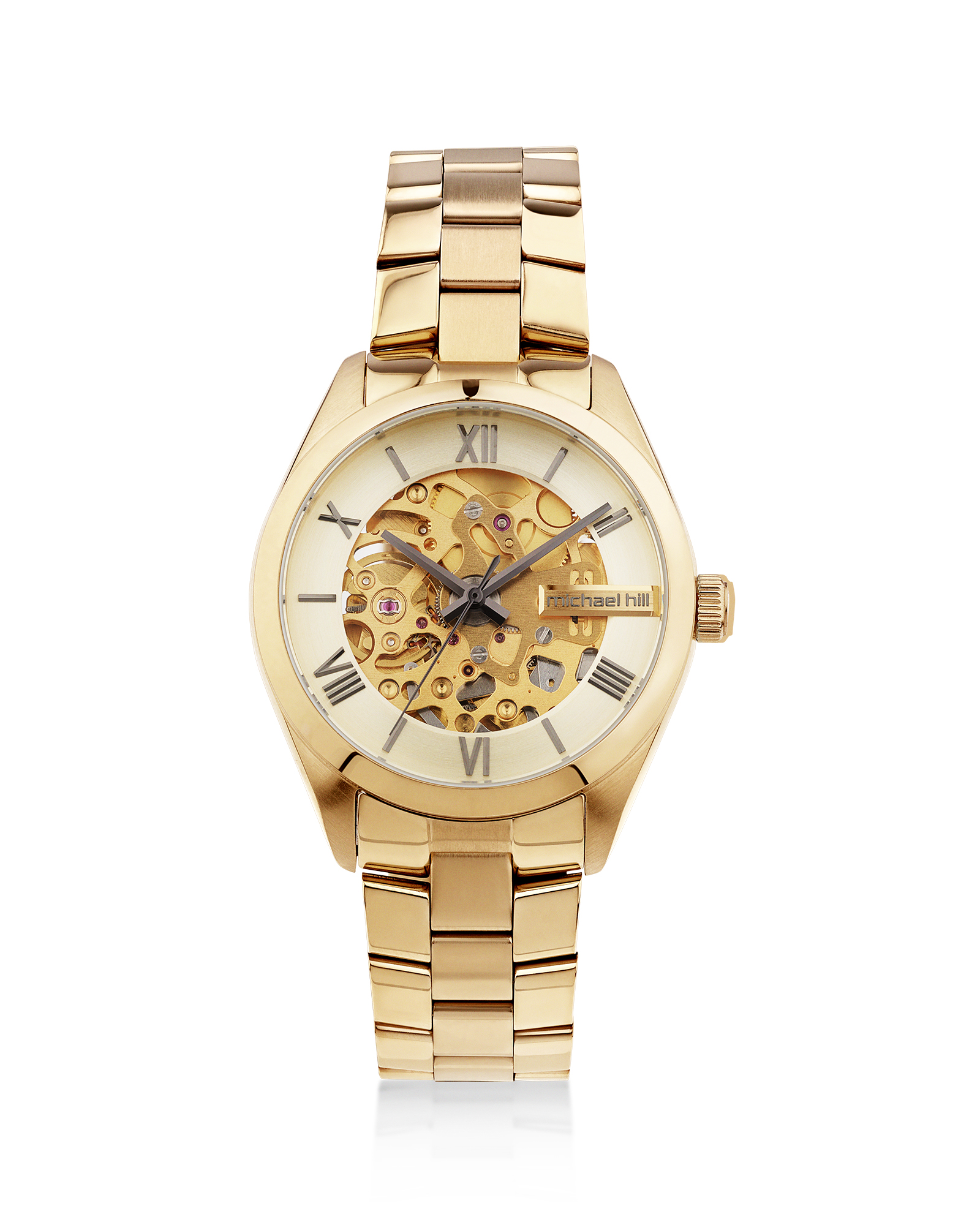 Automatic Skeleton Watch In Gold Tone 