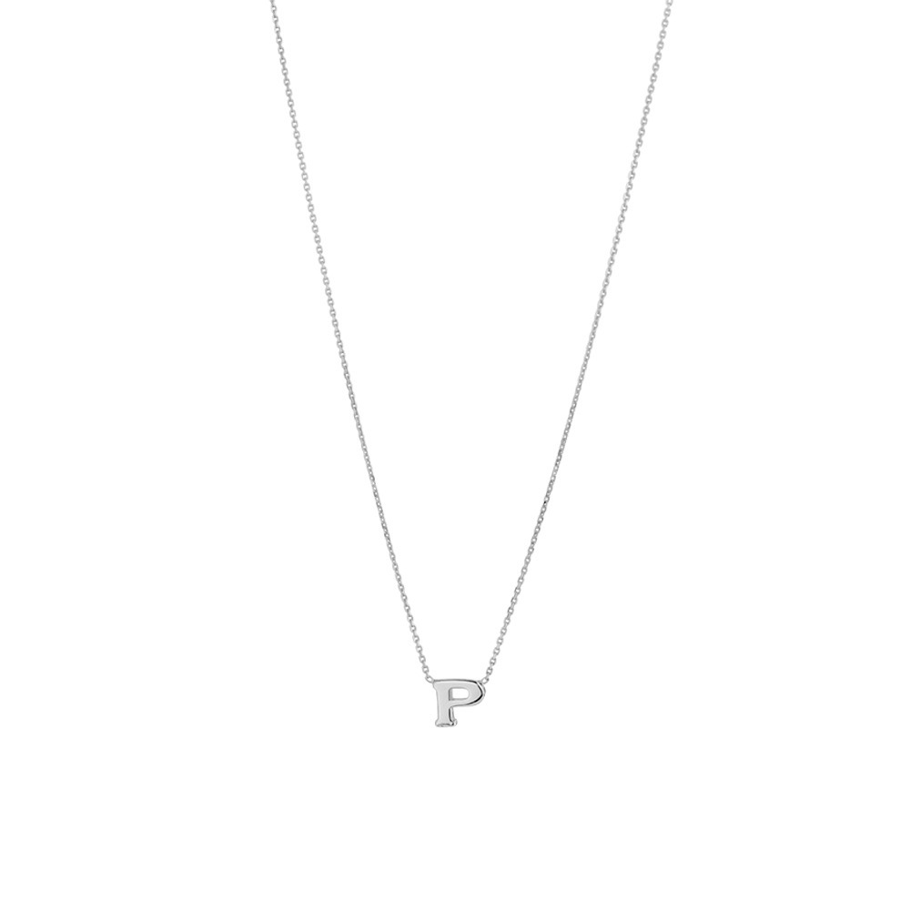 P Initial Necklace in Sterling Silver