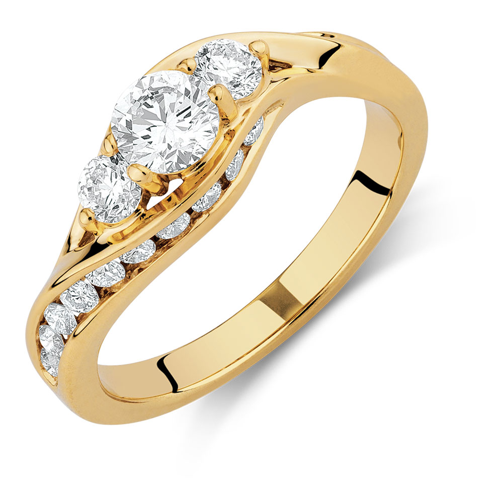  Engagement  Ring  with 1 Carat TW of Diamonds in 14ct Yellow 