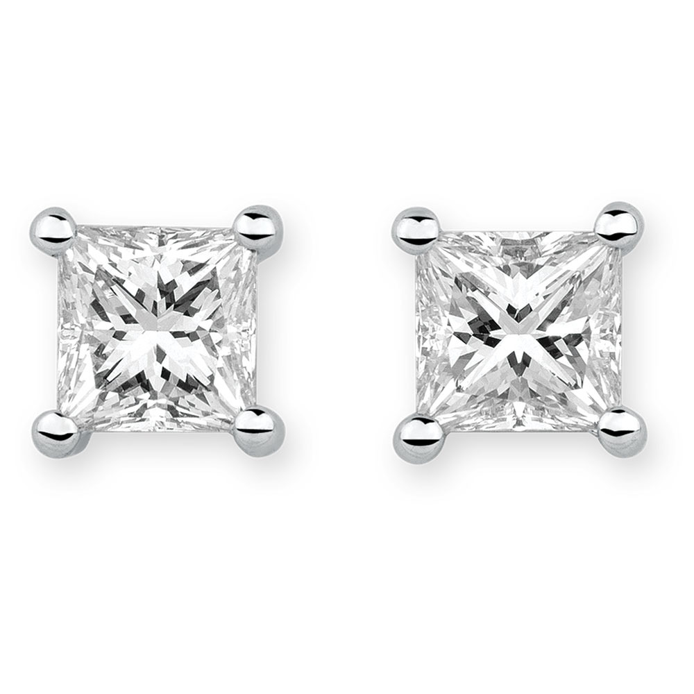 Stud Earrings with 1 Carat TW of Diamonds in 18ct White Gold