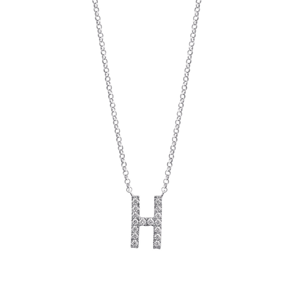 H Initial Necklace with 0.10 Carat TW 