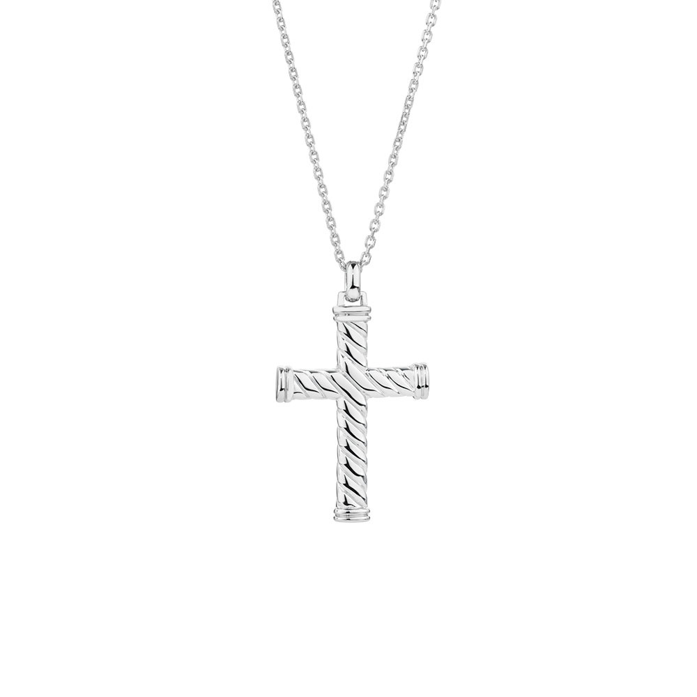 Men's Patterned Cross Pendant in 925 