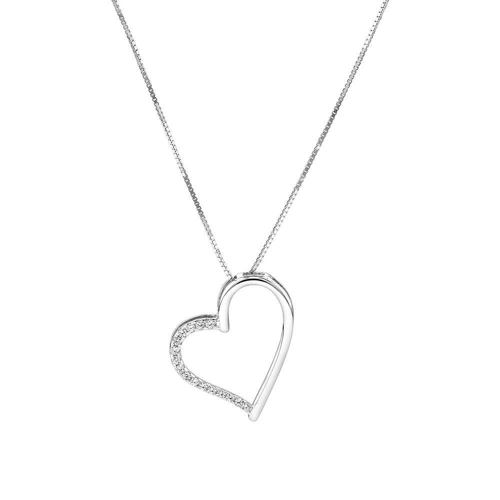 Open Heart Pendant With Cubic Zirconia 