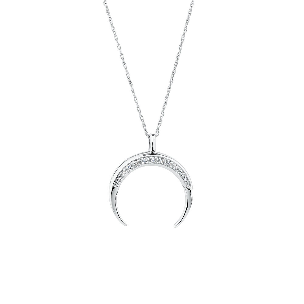 Half Moon Pendant with Diamonds in 
