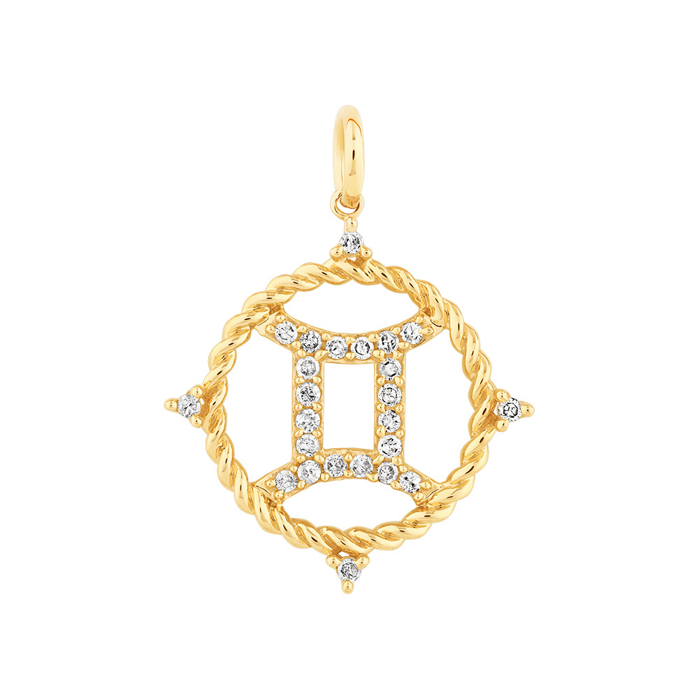 Gemini Zodiac Pendant with 0.20 Carat 