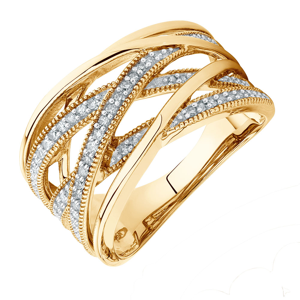 Crossover Ring with 1/4 Carat TW of Diamonds in 10ct Yellow Gold