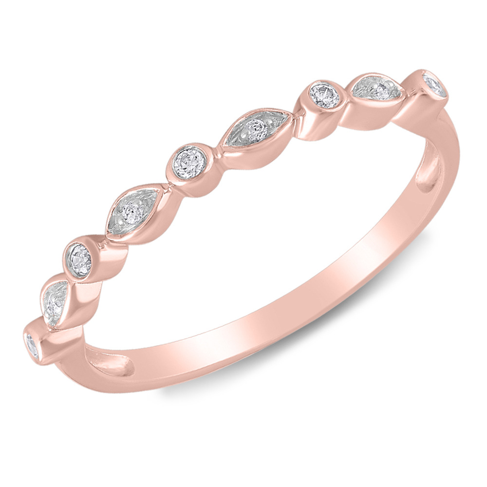 Stacker Ring with Diamonds in 10ct Rose Gold