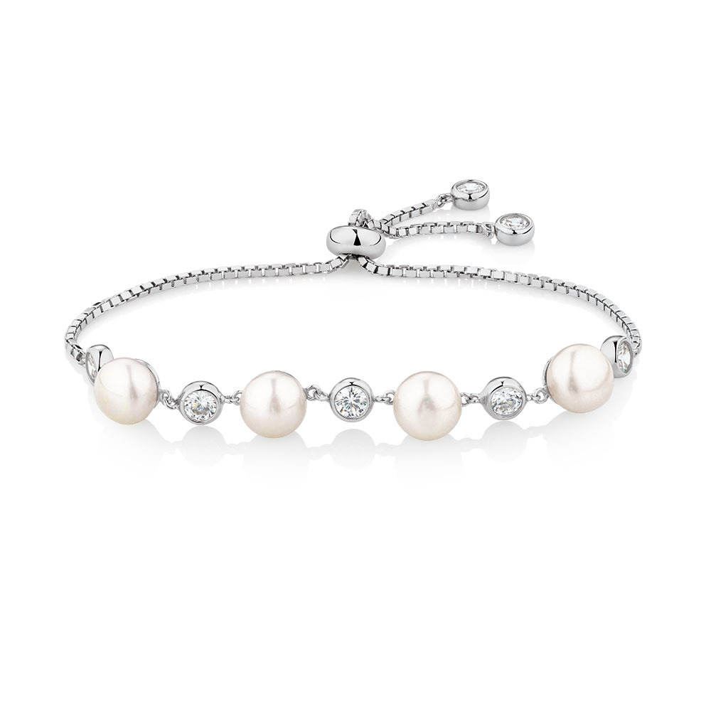 silver pearl bracelet
