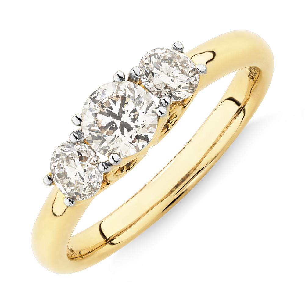 Three Stone Engagement Ring With 1 Carat Tw Of Diamonds In 14ct Yellow Gold