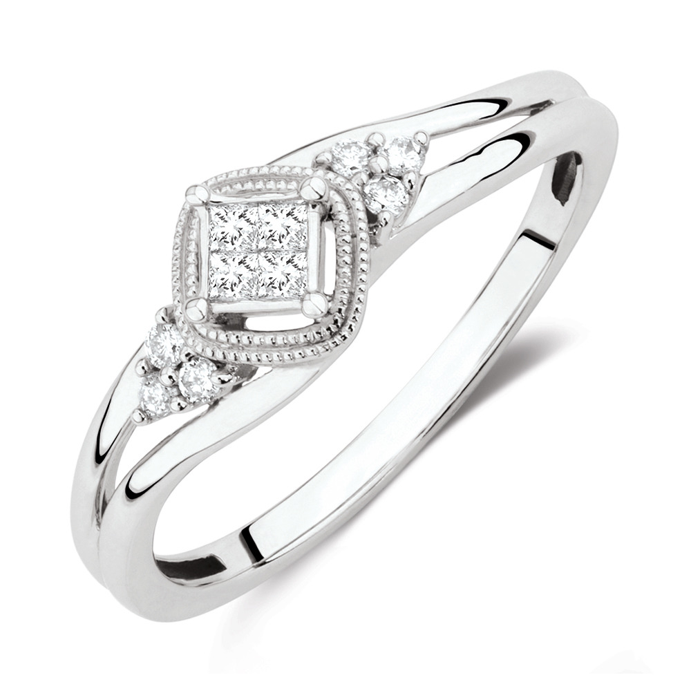 Promise Ring with Diamonds in 10ct White Gold