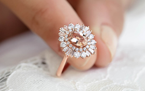 Morganite and Diamond Rose Gold Engagement Ring