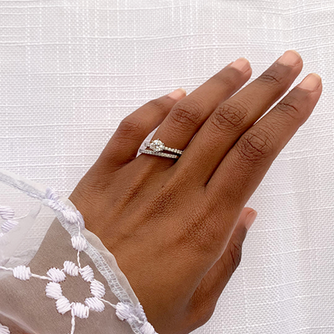 White gold wedding band and engagement ring White gold wedding band and engagement ring